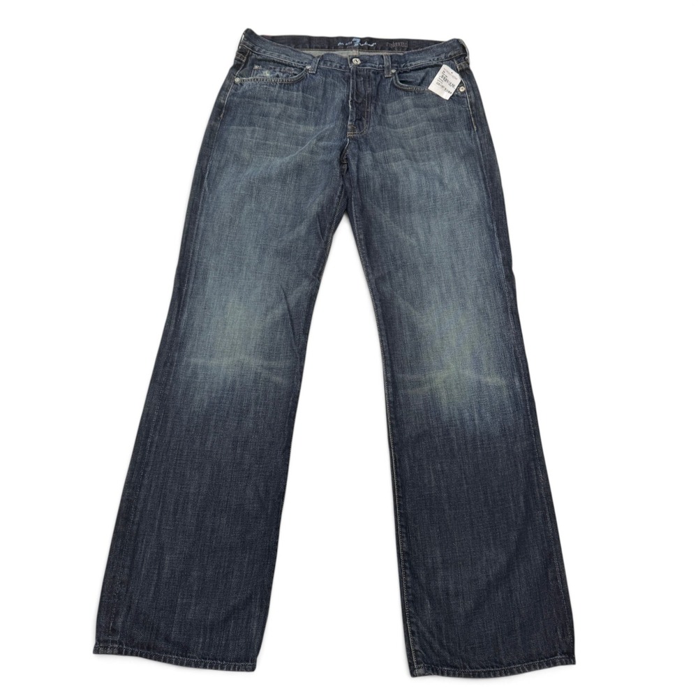 7 For All Mankind Relaxed Fit Jeans Montana Blue Cotton Mens 34 x 34 NWT